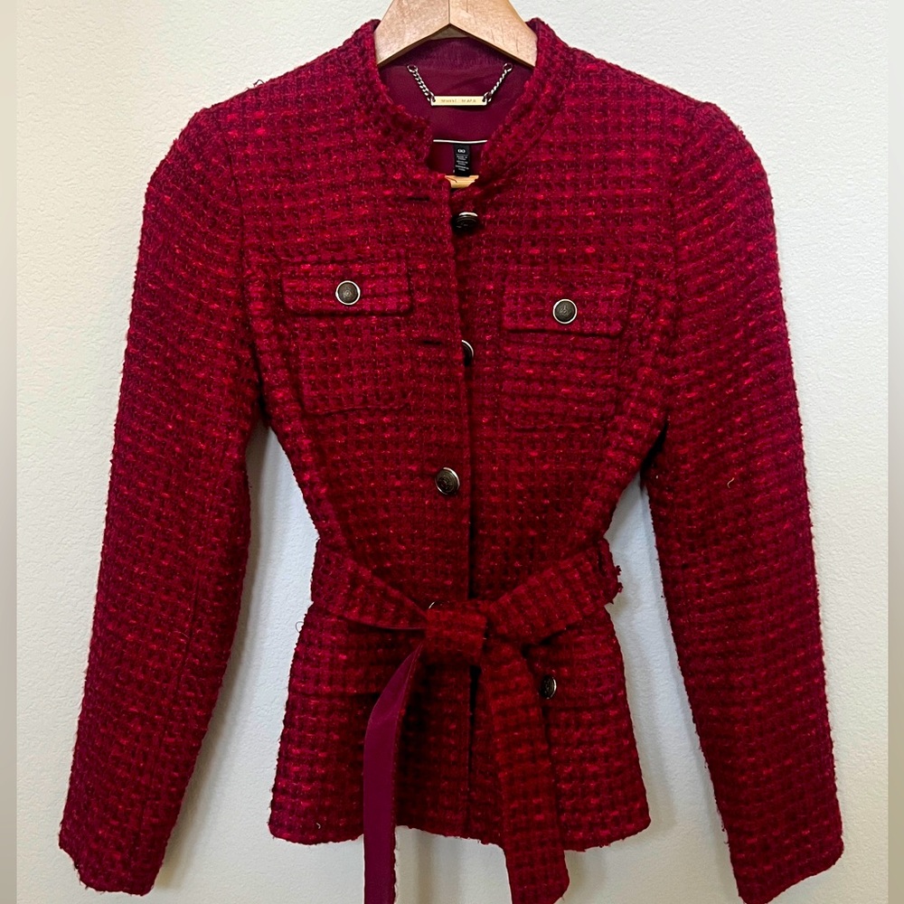 Red Multi Boucle Blazer | Size 00
